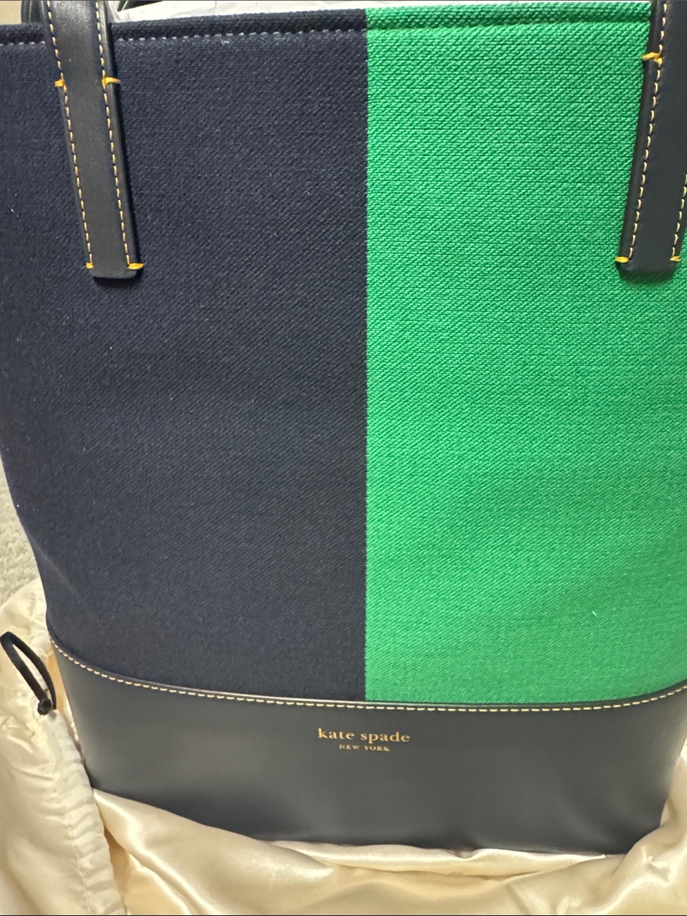 kate spade Navy and Green Colorblock Messenger Tote